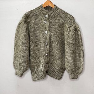 Zara Wool & Mohair Cardigan Sweater with rhinestone buttons - Size M